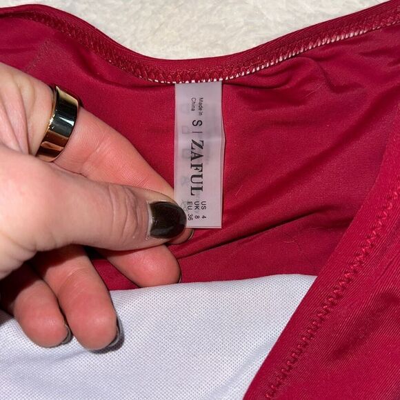Zaful maroon red tummy control bikini bottoms | Sz S - Picture 3 of 5
